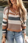 Ribbed Round Neck Color Block Knitted Sweater in Brown OR Red - ALL SALES FINAL