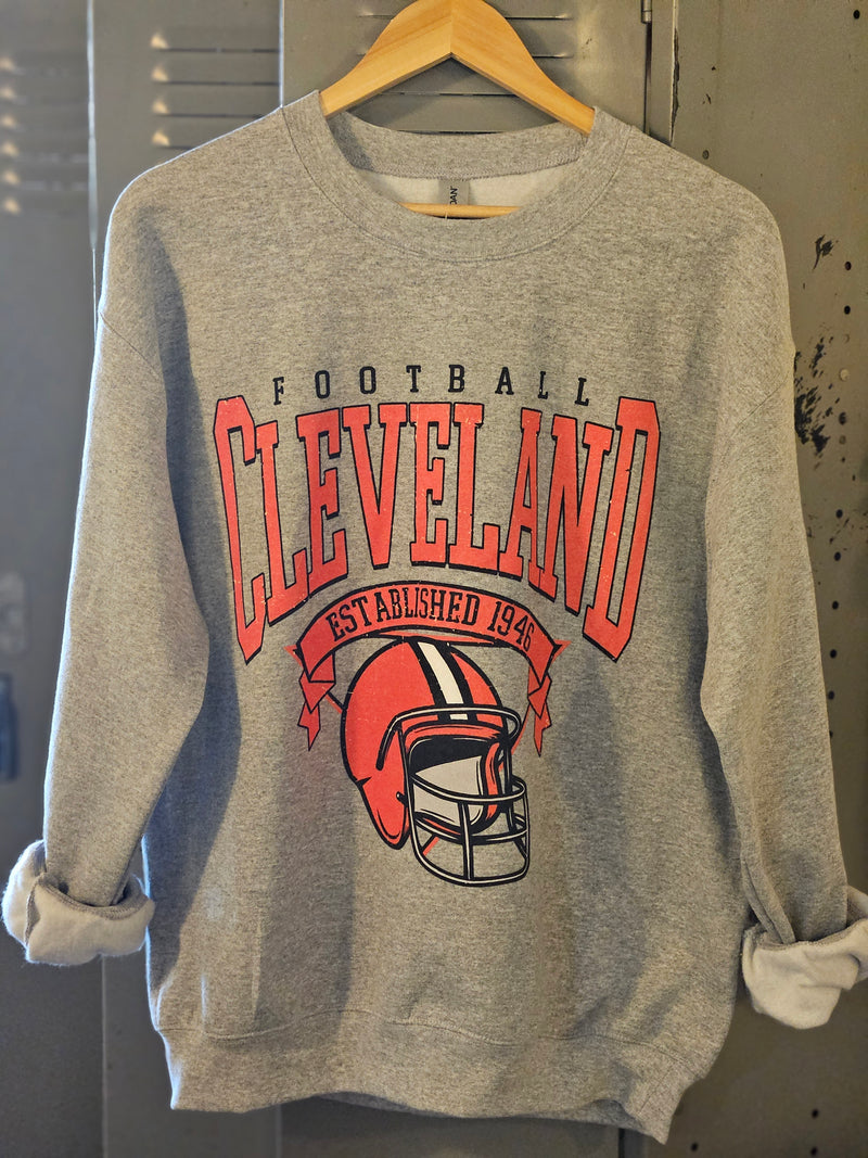 Cleveland Browns Vintage Crewneck Football in Sport Grey