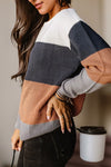 Chestnut Color Block Knitted Pullover Sweater