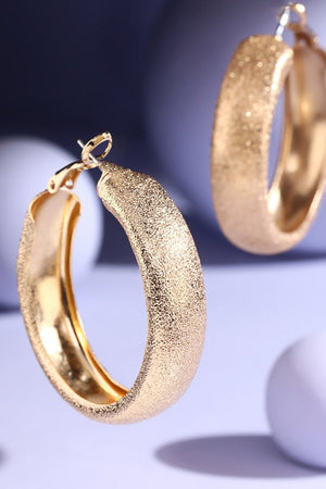 Gold Large Textured Metal Earrings