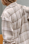 Khaki Plaid Removable Hood Buttoned Shacket