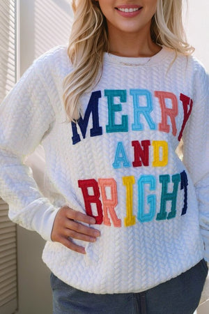 Merry Cable Knit Pullover Sweatshirt