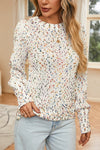 Colorful Dots Cable Knit Crew Neck Sweater