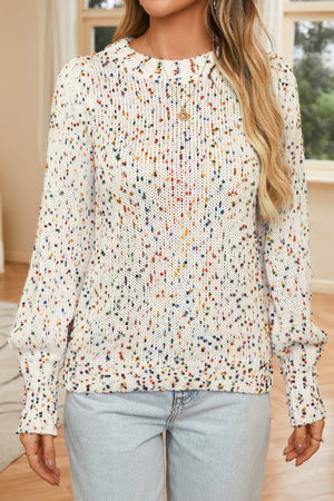 Colorful Dots Cable Knit Crew Neck Sweater