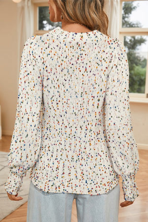 Colorful Dots Cable Knit Crew Neck Sweater