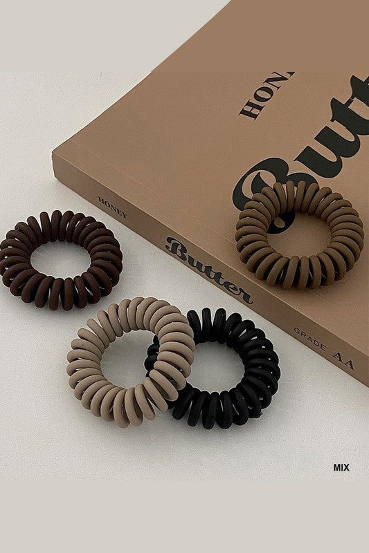 Mix Spiral Coil Hair Ties - Set of 4