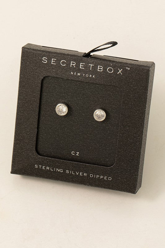 Secret Box Stud Earrings in White Gold
