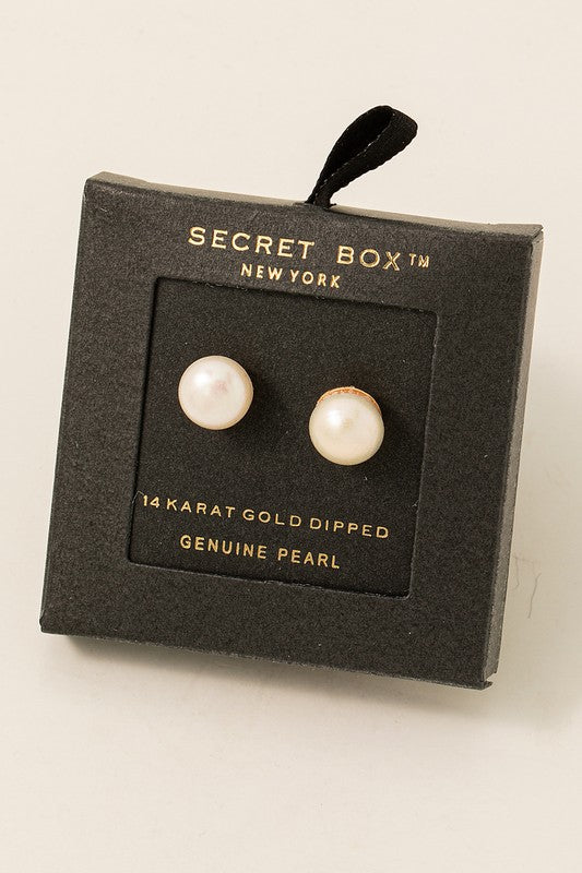 Secret Box Pearl Stud Earrings
