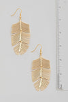 Gold Pine Leaf Drop Earrings