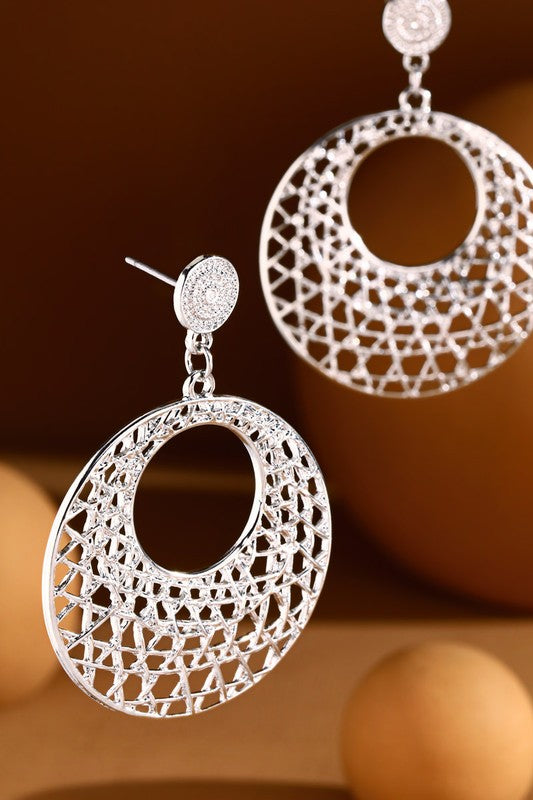 Gold and Silver Abstract Circular Filigree Earrings