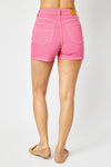 Judy Blue Magenta High Waist Garment Dyed Embroidery Shorts - ALL SALES FINAL