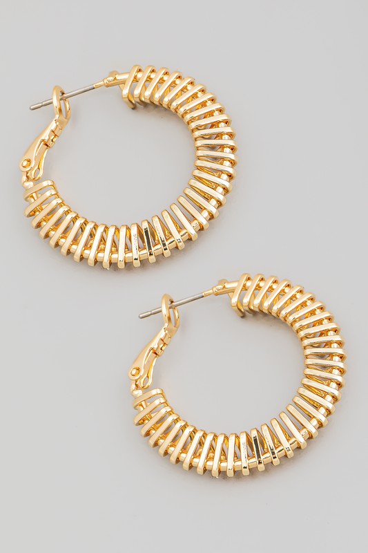 Textured 3 Layered Metallic Hoop Earrings in Gold or Silver