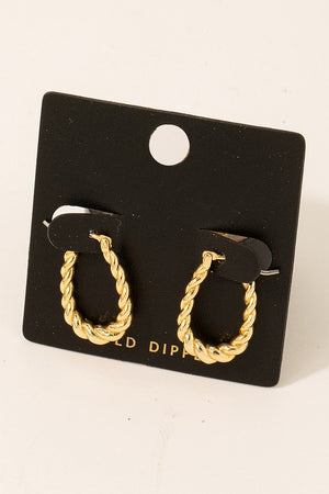 Gold Dipped Twisted Oval Hoop Earrings
