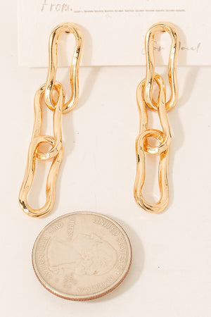 Warped Oval Chain Dangle Earrings