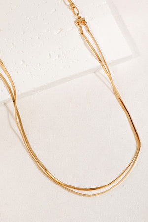 Gold Layered Metallic Flat Chains Necklace