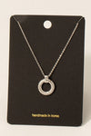 Cubic Zirconia Pave Hoop Pendant Necklace in Gold or Silver