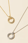 Cubic Zirconia Pave Hoop Pendant Necklace in Gold or Silver