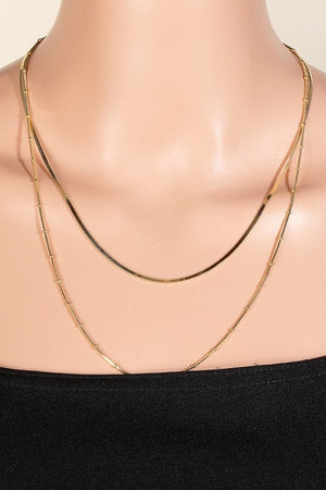 Gold Mixed Layered Chains Necklace