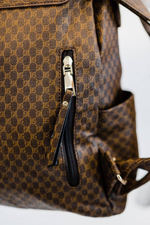 Luxe Brielle Convertible Carry on Laptop Bag: Brown + Red + Cream Plaid