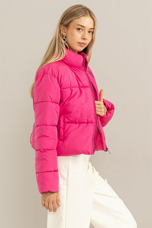 Fuchsia Weekend Ready Quilted Puffer Jacket