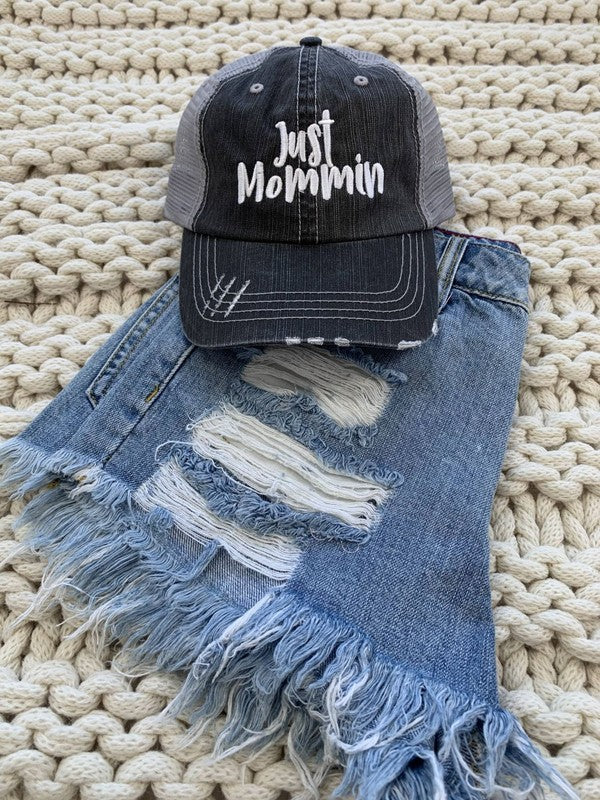 Just Mommin Embroidered Trucker Hat