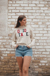 Ohio State Texas Embroidered -Crop Mock Neck in Ivory