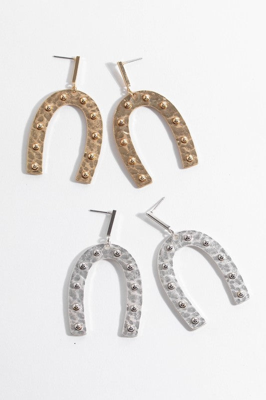 Arch Metal Bead Dangling Earrings-ALL SALES FINAL