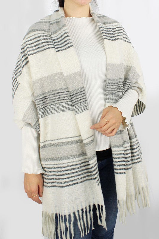 Multicolor Stripe Scarf with Tassel - ALL SALES FINAL