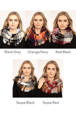 Multicolor Plaid Infinity Scarf - Various Colors