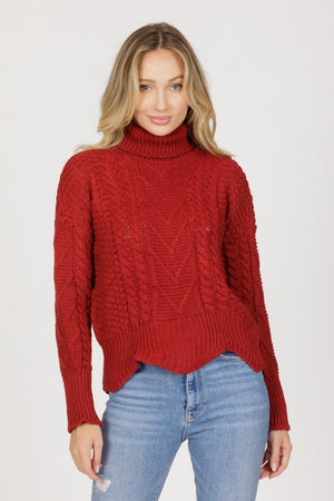 Burgundy Turtleneck Sweater - ALL SALES FINAL