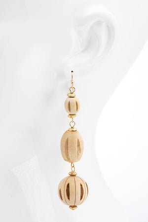 Wood and Acrylic Oval Dangle Drop Earrings