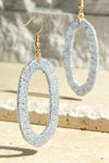 Metallic Threaded Oval Drop Earrings in Champagne & Silver-SALE
