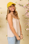 Sleeveless Round Neck Cami Top with Smocked Neck Line Detail - ALL SALES FINAL
