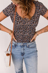 Print Buttoned Sheath Short Sleeve Top - ALL SALES FINAL