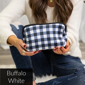 White Buffalo Neoprene Make Up Pouch Cosmetic Bag