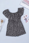 Leopard Off-Shoulder Romper with Pockets - ALL SALES FINAL