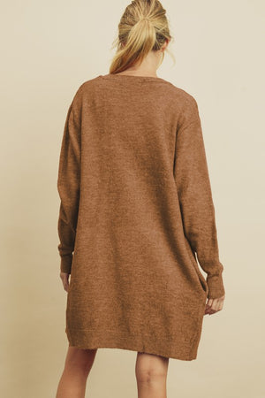 Toffee Soft Knit Open Front Cardigan