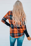 Black Long Sleeve Top with Plaid Back - ALL SALES FINAL
