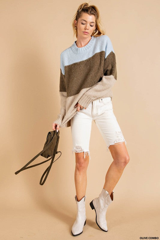 Oversized Brushed Pullover Sweater - ALL SALES FINAL