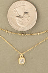 Silver Dainty Layered Chain Square Rhinestone Necklace