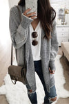 Grey and White Open Front Cardigan