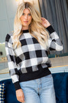 Plaid Crew Neck Long Sleeve with Drop Shoulder - 2 Colors - ALL SALES FINAL