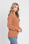 Hazelnut sweater with Deep V neckline and Drop Sleeves - ALL SALES FINAL