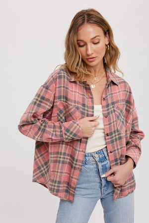 Flannel Plaid Button Up Shirt - ALL SALES FINAL