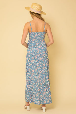 Blue Floral Maxi Dress - ALL SALES FINAL