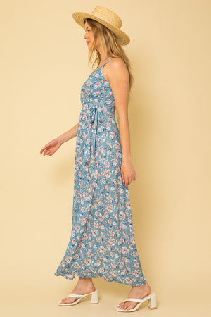 Blue Floral Maxi Dress - ALL SALES FINAL