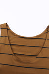 Brown Stripe Print Open Back Sleeveless Maxi Dress