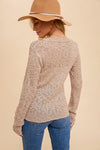 Taupe V Neck Texture Light Weight Sweater