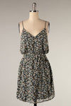 Navy Printed Camisole Dress - ALL SALES FINAL