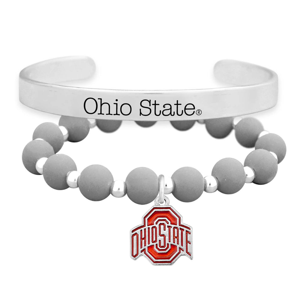 Ohio State Buckeyes Silver Cuff Bracelet Stack - ALL SALES FINAL